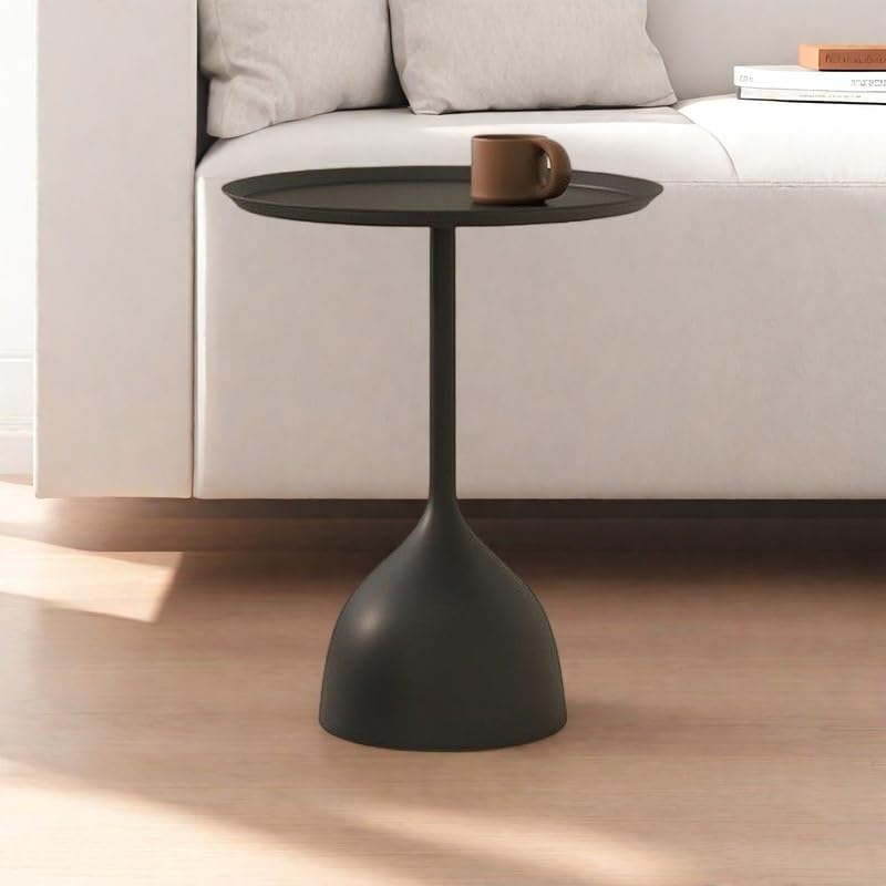 Sofa Side Table Small Coffee Table Anti-Rust Waterproof, Home Side Tables for Small Spaces，End Tables for Living Room Bedroom Balcony Office (BLACK)