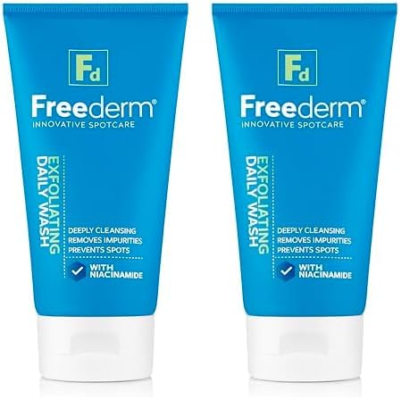 Freederm Exfoliating Daily Face Wash For Spot Prone Skin To Remove Excess Oil And Dirt. Prevents Spots. With Niacinamide, 150ml Tube (Pack of 2)