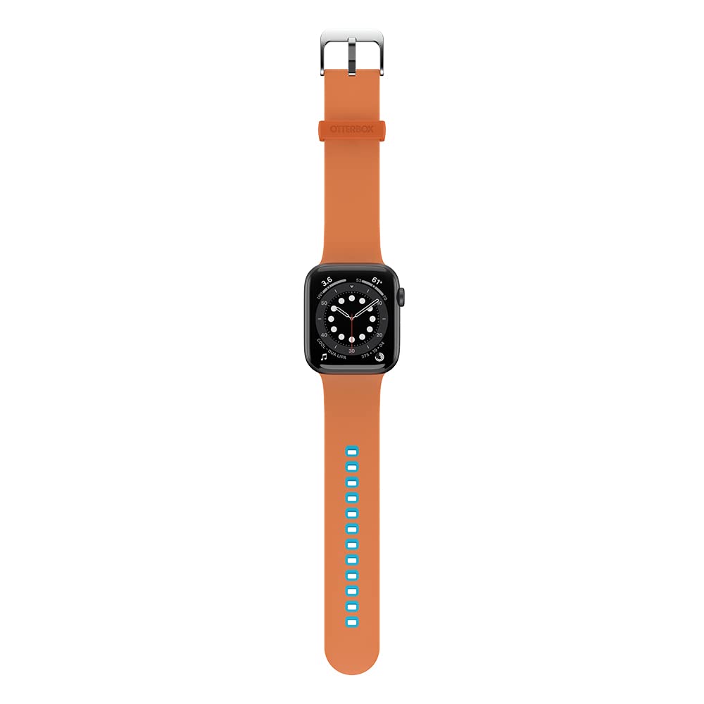 OtterBox All Day Watch Band for Apple Watch Series 9/8/7/6/SE 2nd gen/SE 1st gen/5/4/3-42mm/44mm/45mm, Replacement Durable Soft Touch Silicone Strap for Apple Watch, Orange/Blue