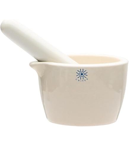 Porcelain Mortar & Pestle Set, 67oz - Heavy Duty Pattern - Unglazed Gr