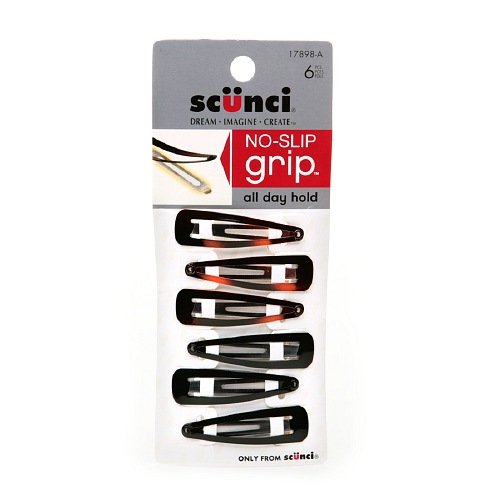 Scunci No-Slip Grip Snap Hair Clips 6 ea (Pack of 3)