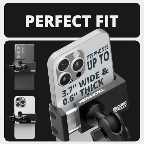 Tackform Black Motorcycle ALL METAL Phone Mount - 20MAXX Spring Cradle | BC3 Universal Clamp Fits 7/8