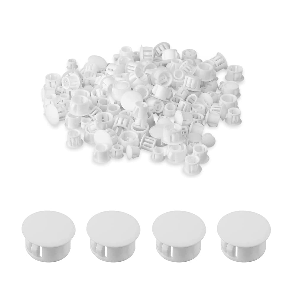Aoktorkit 100 Pcs Plastic Plugs, 19mm White Plastic Hole Plugs, Locking Insert End Cap, Hole Covers for Screw Holes Furniture Machines Cabinets (AOK0145-19mm) — image 1