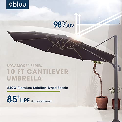 BLUU SYCAMORE 10 FT Patio Cantilever Umbrella, Aluminum Outdoor Offset