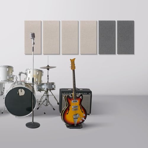 CLOCELL 4 PCS Acoustic Panels, 2“ Thick 23.6" x 11.8" Fiberglass Sound Proof Wall Panels, Soundproof Wall Panels Exquisite Sound Panels, Self-Adhesive Acoustic Panels for Studios Office Home Theater