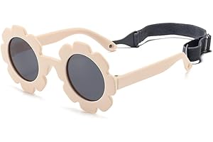 FBHLZ Baby flower Sunglasses with Strap girls polarized sunglasses Flexible Bendable Newborn UV400 Sunglasses for 0-24 months