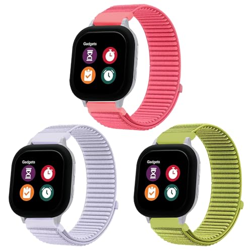LeyuBand 3 Pack Nylon Bands Compatible with Gizmo 3/Adventrue 3 2 1/Gabb 3e 3 2 1/SyncUP Watch/Cosmo JrTrack,20mm Soft Breathable Hook & Loop Watch Strap Replacement