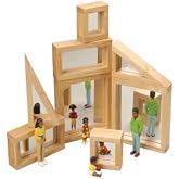 Constructive Playthings Mirrored Wooden Block Set for Kids (Set of 8)