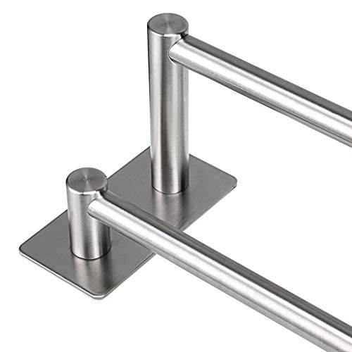 Sumnacon 15.6 Inch 2 Bars Self Adhesive Towel Bar Racks Stainless