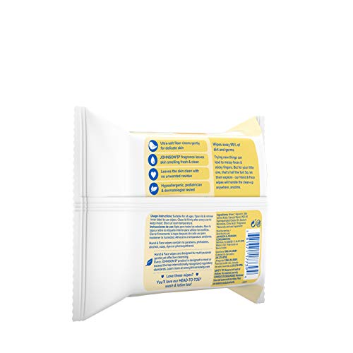 Johnson's Baby Hand & Face Cleansing Wipes to Remove 95 of Germs and