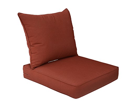 Bossima Sunbrella Indoor/Outdoor Canvas Henna/Red Deep Seat Chair Cushion Set,Spring/Summer Seasonal Replacement Cushions.