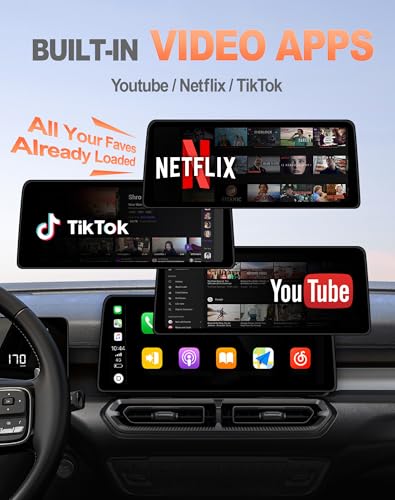 Magic AI Box-Wireless Carplay Adapter & Android Auto with Streaming Netflix YouTube TikTok, Dual-Band WiFi, TF Card Offline Playback, Video Entertainment Box for iPhone 10+ and Android 11+