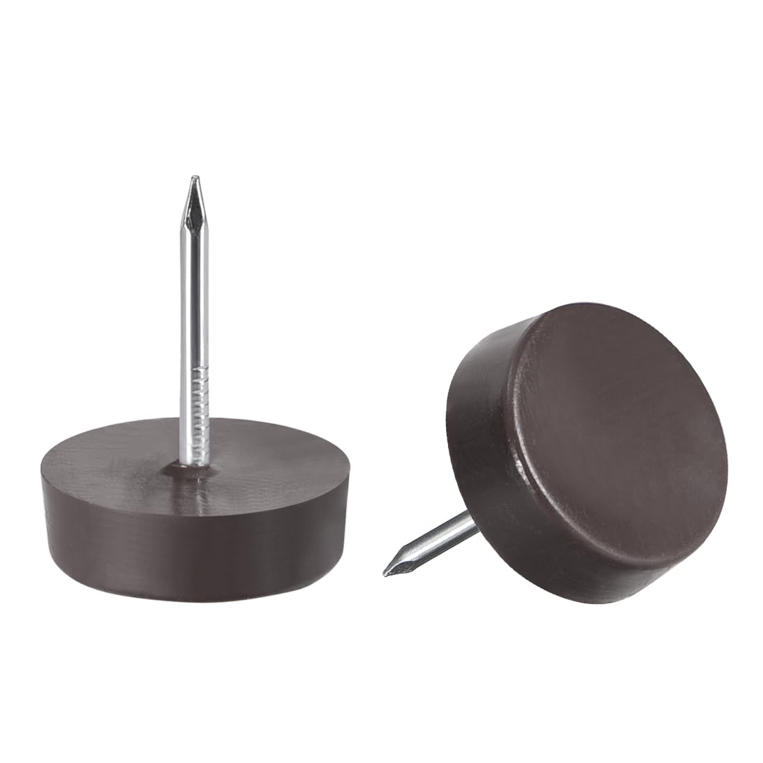 sourcing map Furniture Feet Nail Plastic Glide Nails Chair Table Leg Protector Pads 14mm Dia Brown 60pcs