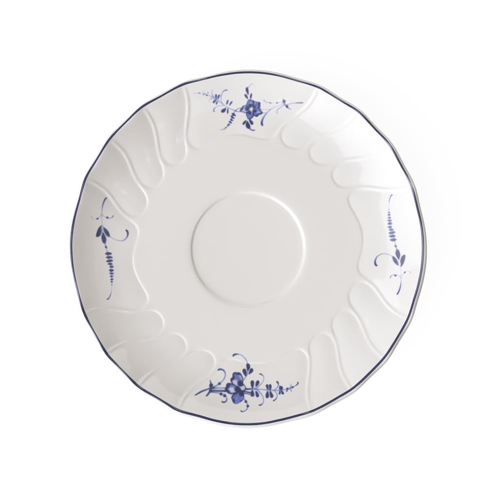 Villeroy & Boch Old Luxembourg Soup Saucer, 19 cm, Premium Porcelain, White/Blue