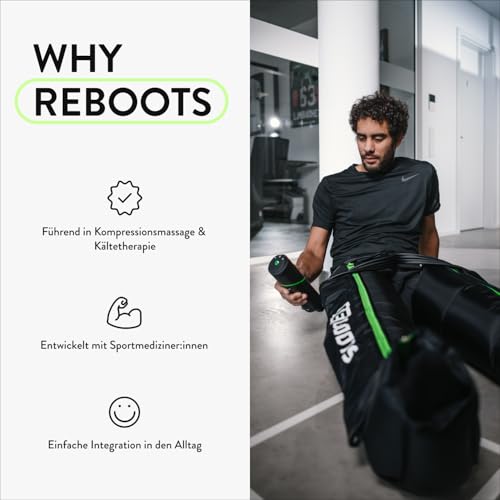 Reboots Go Lite Boots - Leg Massager | 180 mmHg | 4 Overlapping Chambers | For Home & On the Go | Muscle Recovery | XL