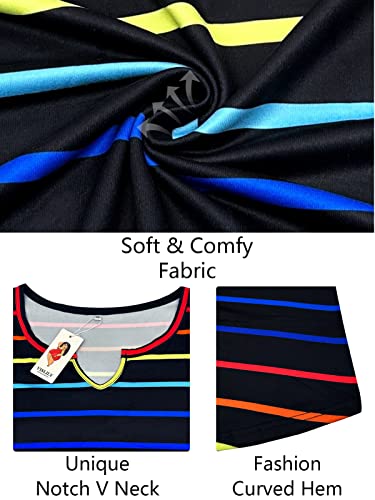 WOMENS PLUS SIZE TOPS SUMMER NOTCH NECK STRIPED SHIRT WOMEN SEXY TUNIC YH001 2XL