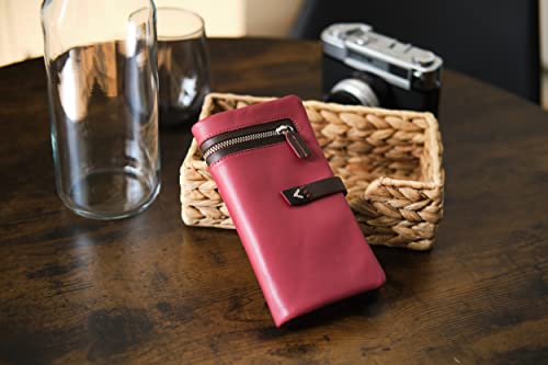 Lavalen® Women's Leather Wallets – Large Women's Wallet with RFID – Genuine Leather Card Holder – Removable Red Purse – Handmade Wallet – Modern Gift.