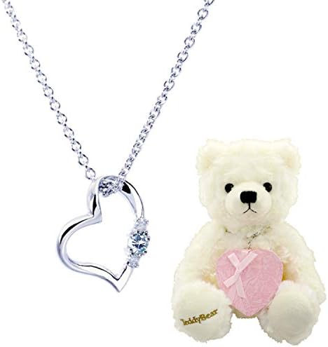 Sears Natural Diamond Love Heart Necklace x Teddy Bear Limited Heart Box Set Birthstone