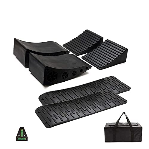 Homeon Wheels Camper Leveler RV Leveling Blocks Work for Camper, Include 2 Curved Levelers, 2