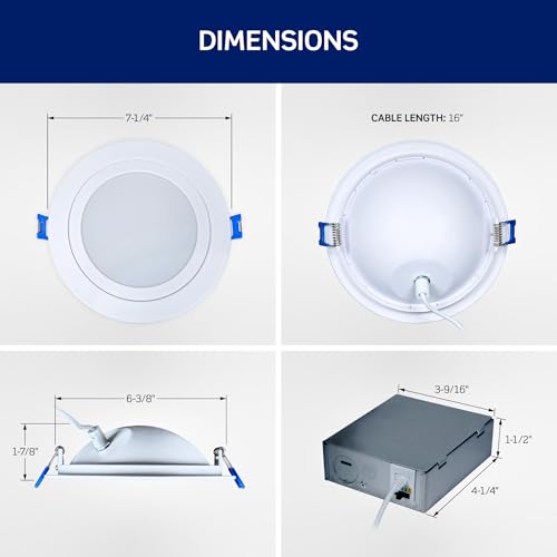 LEVITON 6 IN. ROUND ADJUSTABLE SLIM DOWNLIGHT, 1100 LUMENS, 5 CCT COLOR SELECTABLE 2700K-5000K, DIMMABLE, DAR60-S1W