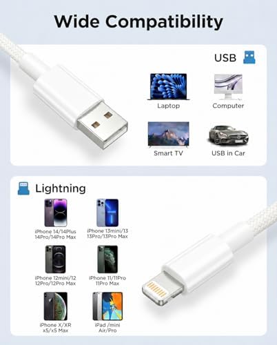 iPhone Ladekabel Lightning 3m 2Pack,[MFi Zertifiziert] Ladekabel iPhone lightning USB Schnellladekabel iphone USB Lightning Kabel 10ft/3m für Apple iPhone 14 13 12 11 Pro Max/Mini,XS X,8 7 6 Plus,iPad