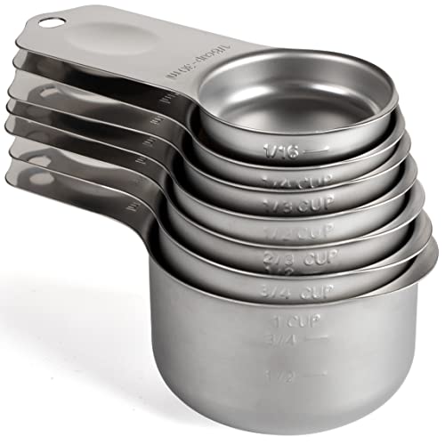 Stainless Steel Measuring Cups Set of 7 Stackable Heavy Duty Measuring Cups for Dry and Liquid Ingredients