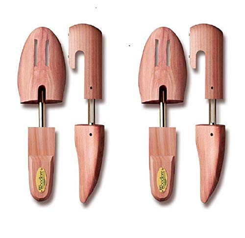 Woodlore Men’s Cedar Wood Shoe Trees (2 Pairs) Adjustable, Aromatic, USA Made