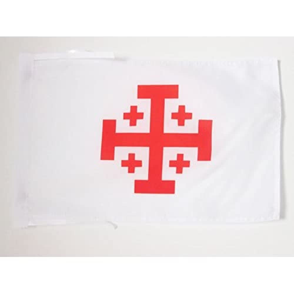 AZ FLAG - Order of the Holy Sepulchre of Jerusalem Flag - 18'' x 12'' - 100% Polyester Catholic Small Banner with Two Cords - Fade Resistant - Vivid Colors - 18x12 in - 45x30 Cm — image 1