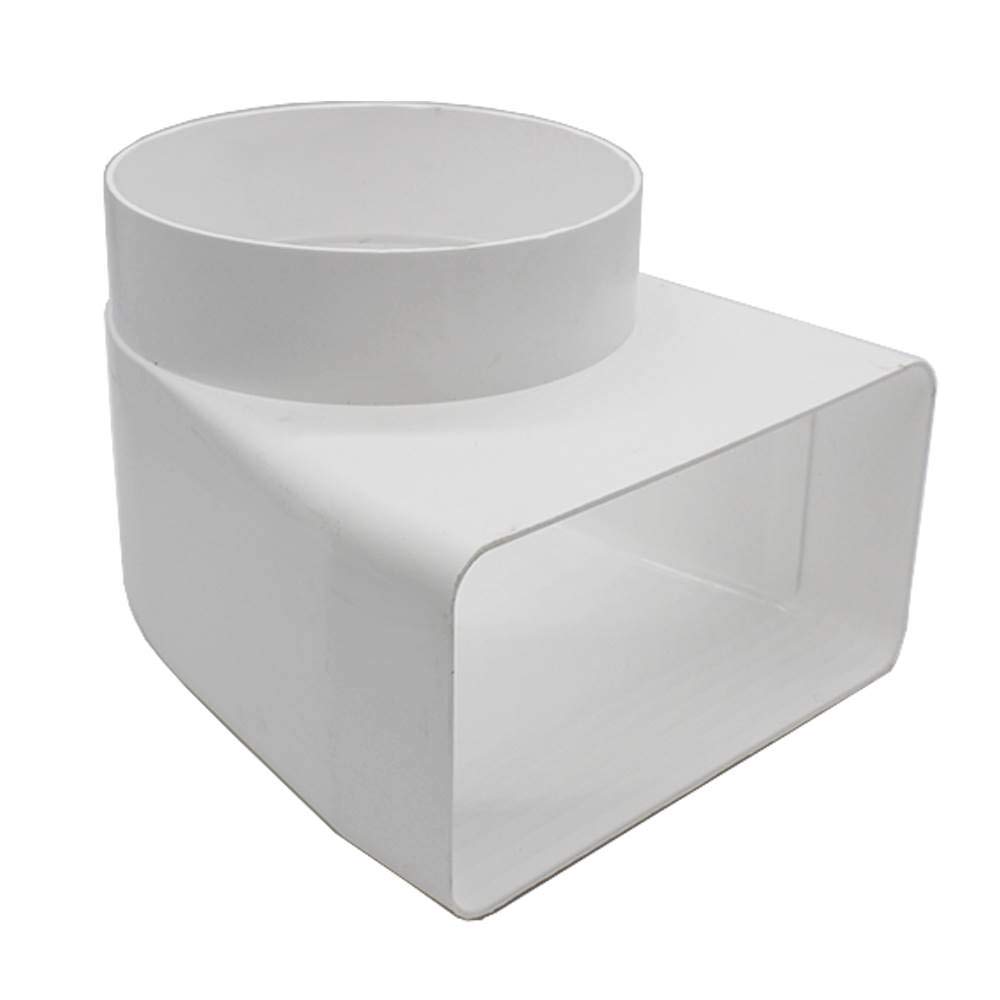 Kair Elbow Bend Adaptor 180mm x 90mm to 150mm - 6 inch Rectangular to Round 90 Degree Bend Adapter for Converting to Different Size Plastic Ducting Systems โ image 1