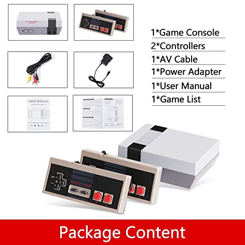 Classic Mini NES Retro Video Game Console with Preloaded 620 Games with 2 Controllers, AV Output 8-bit Video Game Entertainment System for Valentine, Kids, Adult Gift
