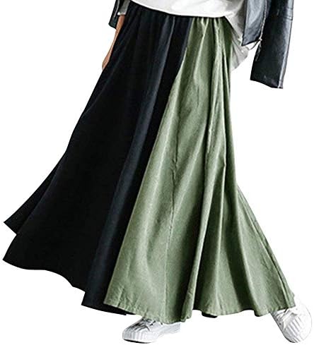 Airby Women’s Bi-Color Maxi Skirt, Flare Gathered Volume, Long Skirt, Body Cover