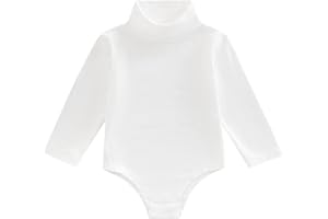 SAYOO Unisex Baby Long Sleeve Bodysuit Turtleneck Solid Color Basic Bodysuit Shirt Newborn Essentials Clothes Boys Girls