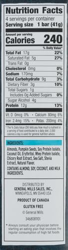 :RATIO KETO FRIENDLY CRUNCHY BARS, COCONUT ALMOND, GLUTEN FREE SNACK, 4 CT
