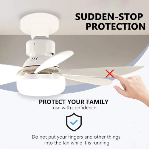 Ceiling Fan with Light and Remote Control,30W Dimmable LED Fan Lights,E27 Socket Fan Light with Remote,3 Speeds,3 Color Temperatures,Timing,3000-6000K Dimmable,Quiet DC Motor for Parlor,Bedroom