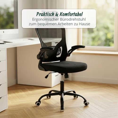 Bürostuhl, höhenverstellbar, drehbar, Wippfunktion, schwarz