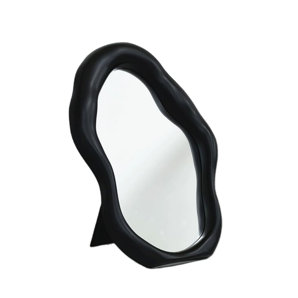 Photo 1 of schonee Black Tabletop Makeup Mirror, One-Sided Stand Dressing Mirror, Special-Shaped Wall Mirror Decorative Mirror Tray (Black)