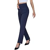 keriffe High Waist Stretchy Womens Dress Pants with Pockets Straight Leg Business Casual Work Trousers Office Slacks