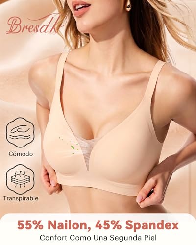 Bresdk Bra Women Wirefree Seamless Jelly Bra Deep V Soft Mesh Design Push Up Bralette Comfortable Comfort Bra Breathable Daily