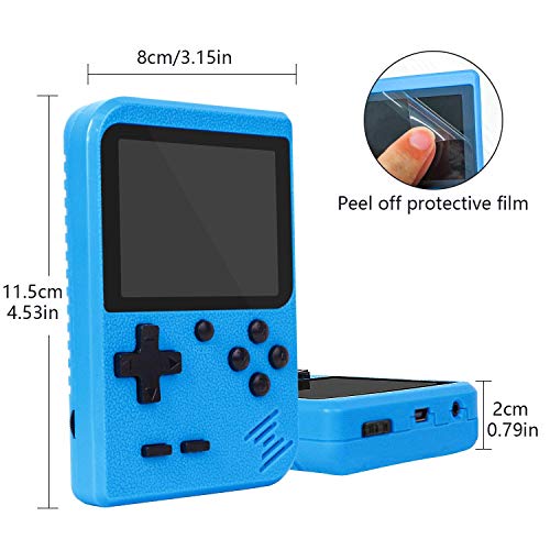 VOUM Handheld Game Console,Retro Handheld Game Console with Protector Case, 400 Free Classical FC Games Support for Connecting TV & Two Players, Great Gifts for Kids and Adults(Blue)