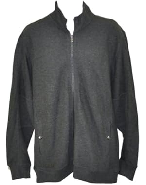 New Calvin Klein Mens Long Sleeve Full Zip Pique Knit Sweater Jacket Dark Gray