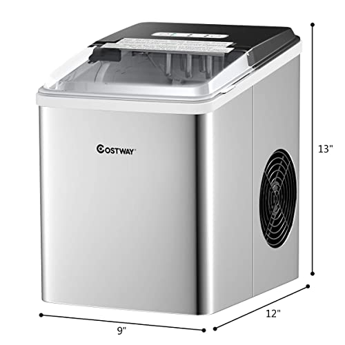 COSTWAY Countertop Ice Maker, Selfcleaning Function, Ice Cubes Ready