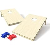 Backyard Champs Corn Hole Outdoor Game: 2 Regulation Wood Cornhole Boards and 8 Bean Bags, 2 x 3 Foot, Natural