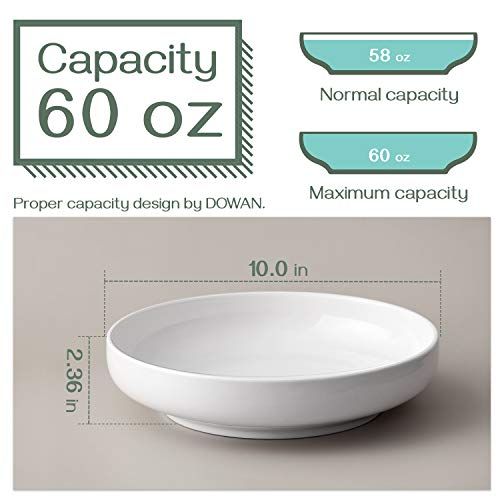 DOWAN Large Salad Bowls, 60 Ounces White Serving Bowls, 10" Serving