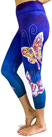 Fit Rebel Women's Yoga Pants- High Waisted Athletic Workout Leggings Handcrafted Design,Large,BlubflyCapri