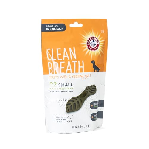 ARM & HAMMER FOR PETS CLEAN BREATH FROM THE INSIDE DENTAL TREATS FOR DOGS, SIZE SMALL | MINT FLAVOR FRESH BREATH TREATS WITH PARSLEY, CLOVE AND YUCCA