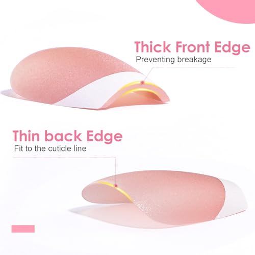 Canvalite French Tip Press on Nails Gel Nail Tips - 300Pcs Pre-Colored Quick and Easy Press on Nails Almond Fake Nails with Designs DIY Nail Extensions Valentines Day Gifts for Her, Pink White - Image 7