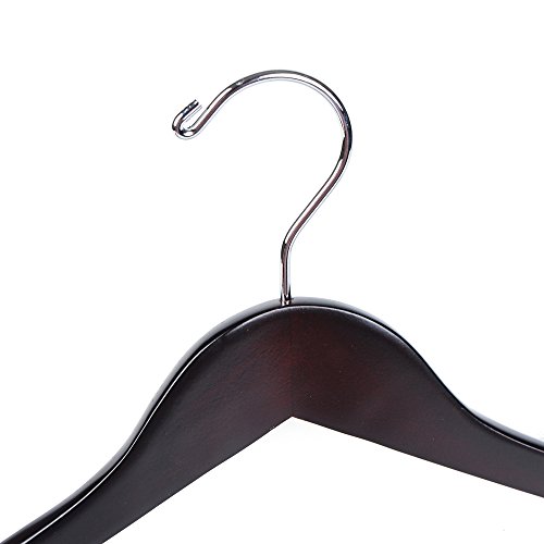 Luxury Wide Shoulder Wooden Hangers 2 Pack, with Velvet Bar, Smooth