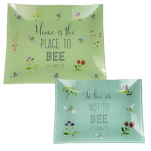 English Tableware Company Bee Happy Rectangle Glass Dish Set of 2