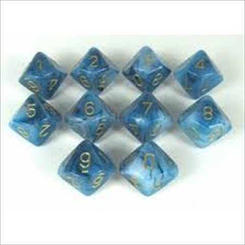 Chessex Dice Sets: Phantom Teal with Gold - Ten Sided Die d10 Set (10)
