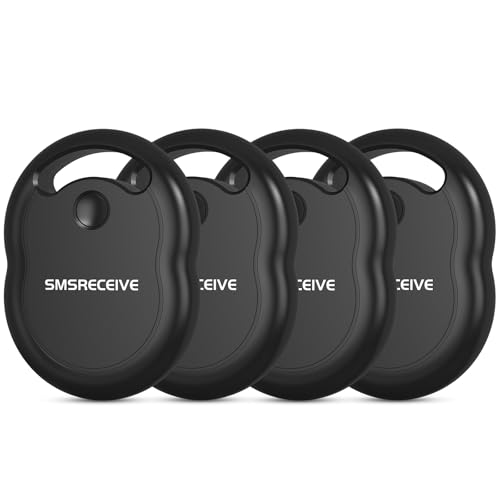 Smart Air Tracker Tag, Compatible with Apple Where Is (iOS Only), Bluetooth Find Items for Keys, Luggage, Wallets, Bags, Backpacks, Replaceable Battery (4 Black)